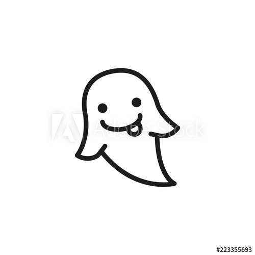 500x500 Funny Ghost Line Icon Sticking Out Tongue, Carefree, Playful