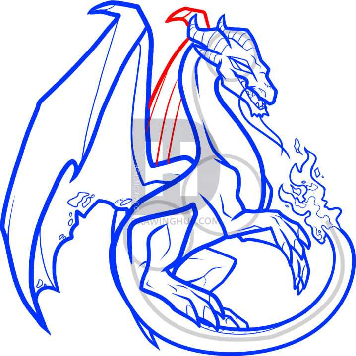 718x719 How To Draw A Ghost Dragon, Ghost Dragon, Step