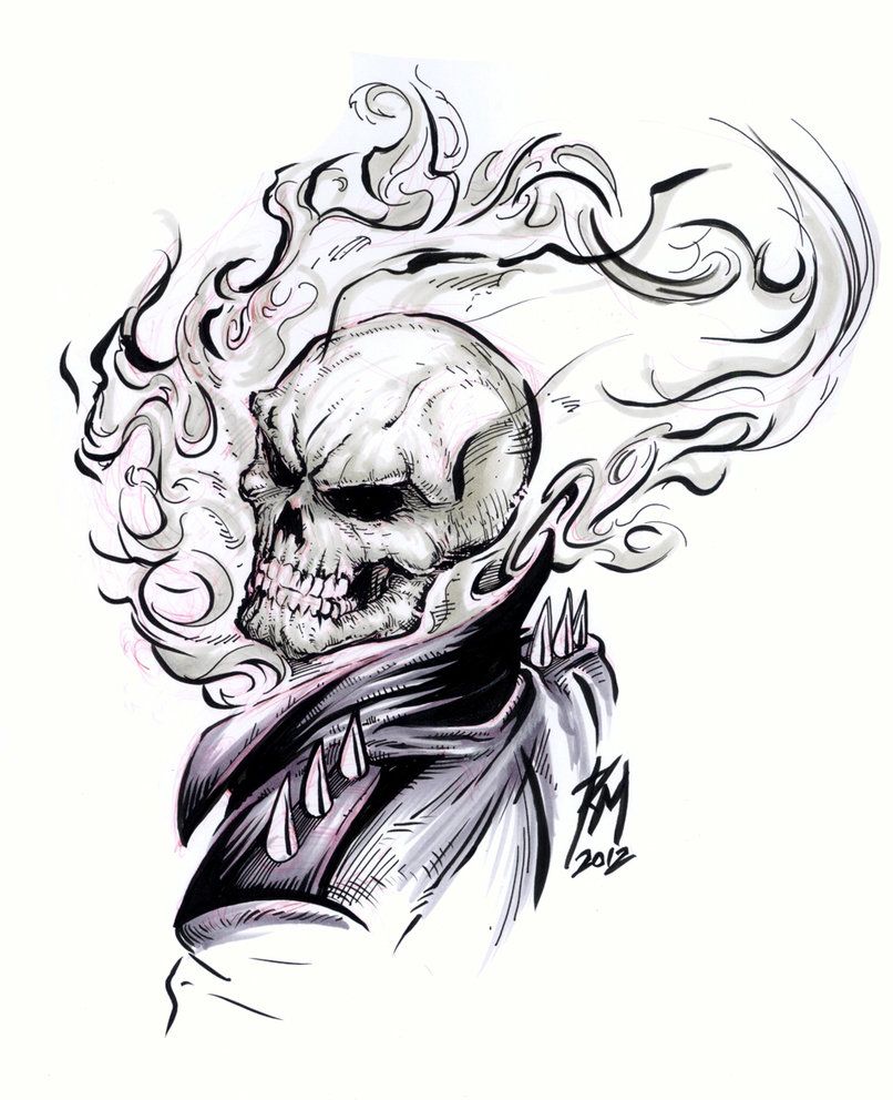 806x992 How To Draw Ghost Rider Cartoon
