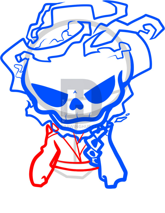 559x720 How To Draw Chibi Ghost Rider, Step