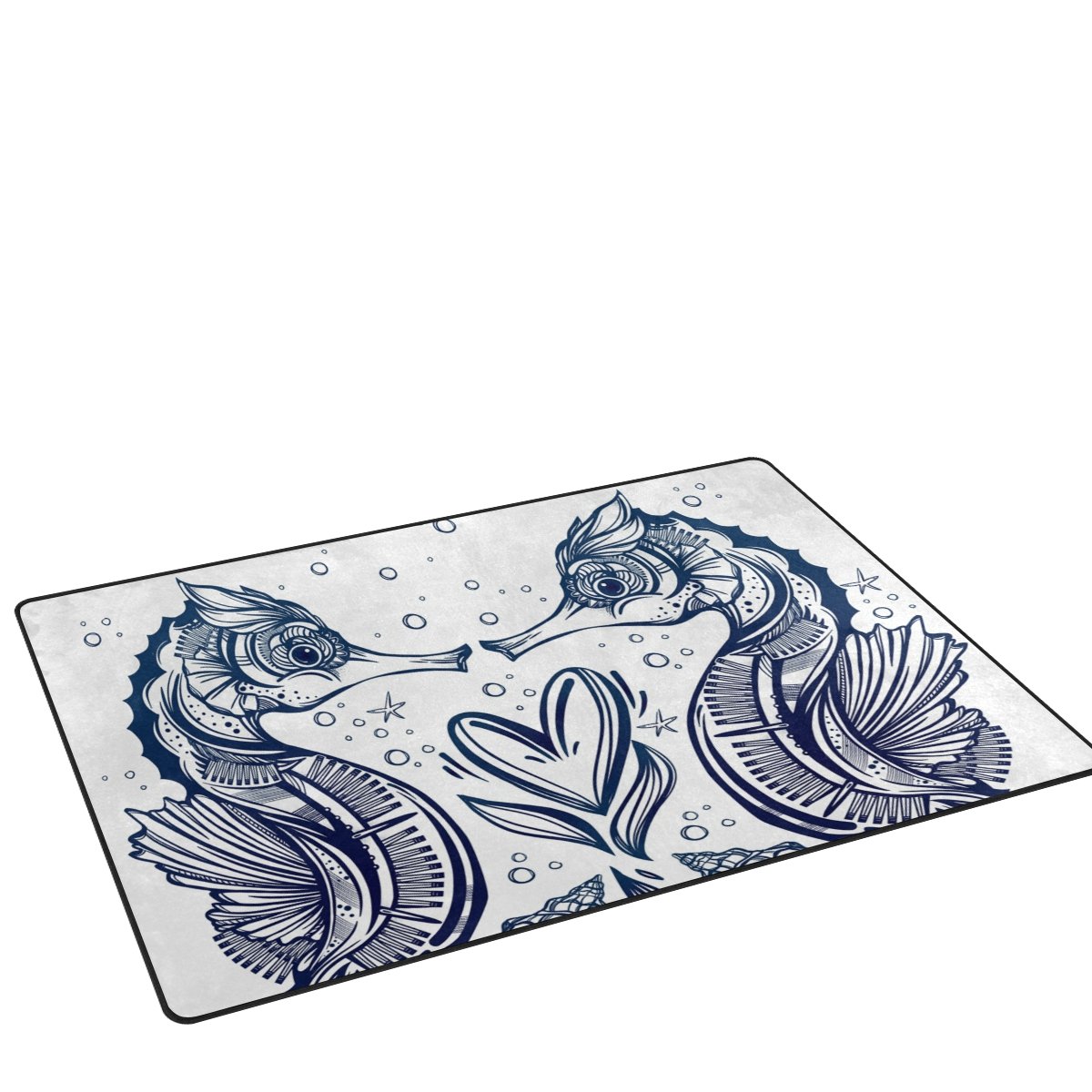 1200x1200 Deyya Seahorse Area Rug Carpet Non Slip Floor Mat