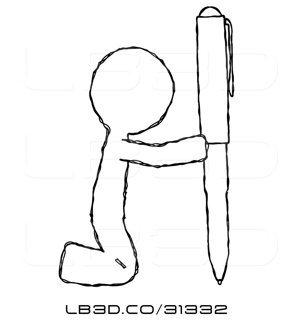 1024x1124 Illustration Of Sketch Design Mascot Guy Posing With Giant Pen