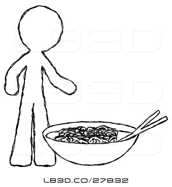 600x652 Illustration Of Sketch Design Mascot Guy And Noodle Bowl, Giant