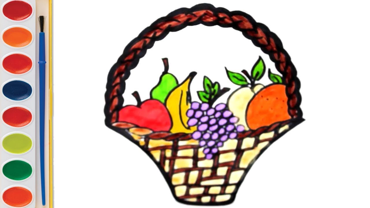 1280x720 Learn Colors For Children Fruit Basket Coloring And Drawing