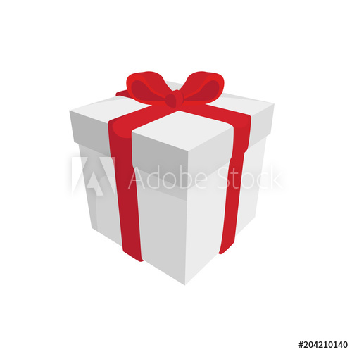 500x500 Raster Drawing Of A White Gift Box With A Red Ribbon