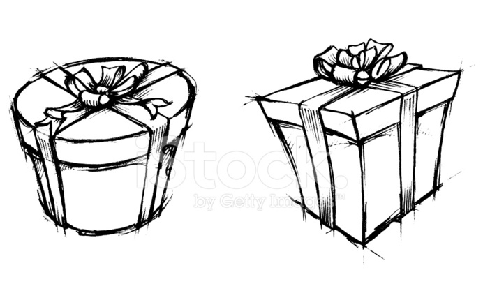 692x440 Sketch Gift Box Stock Vector