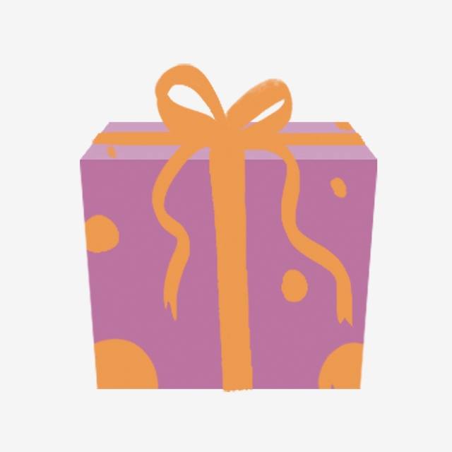 640x640 Cartoon Illustration Beautiful Gift Box Blue Ribbon Childrens