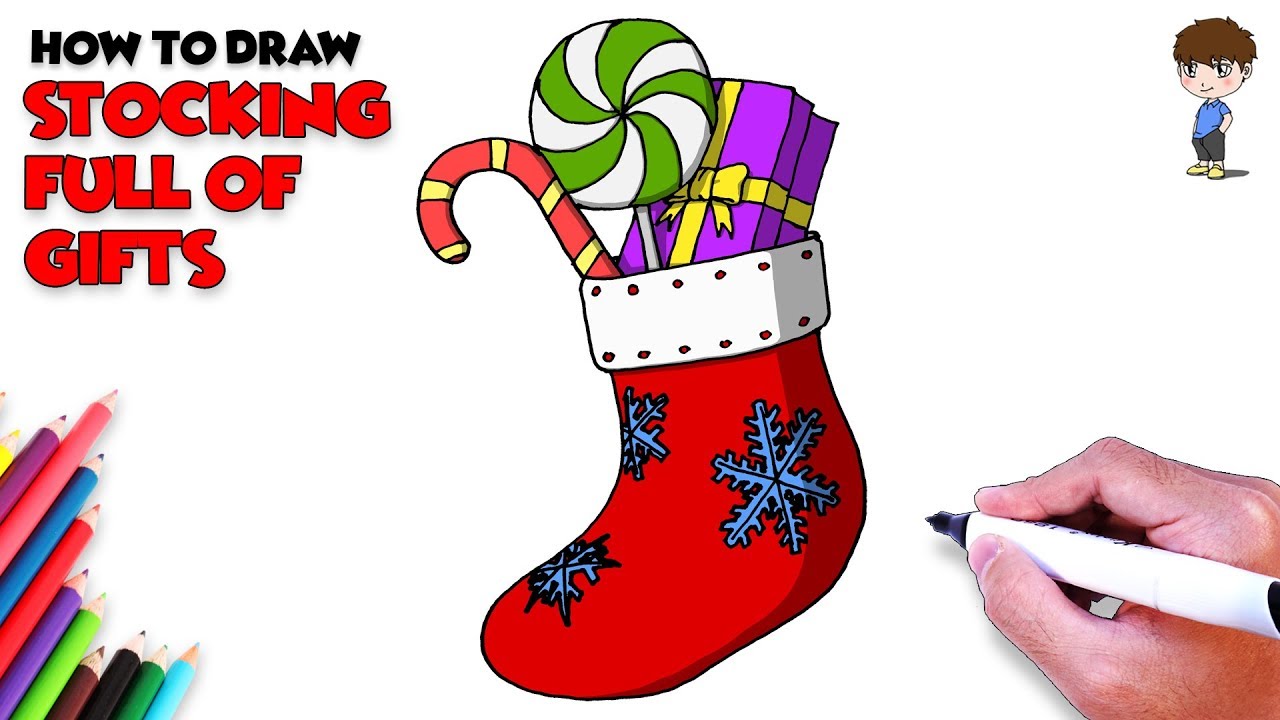 1280x720 How To Draw Stocking Full Of Gifts Coloring Pages