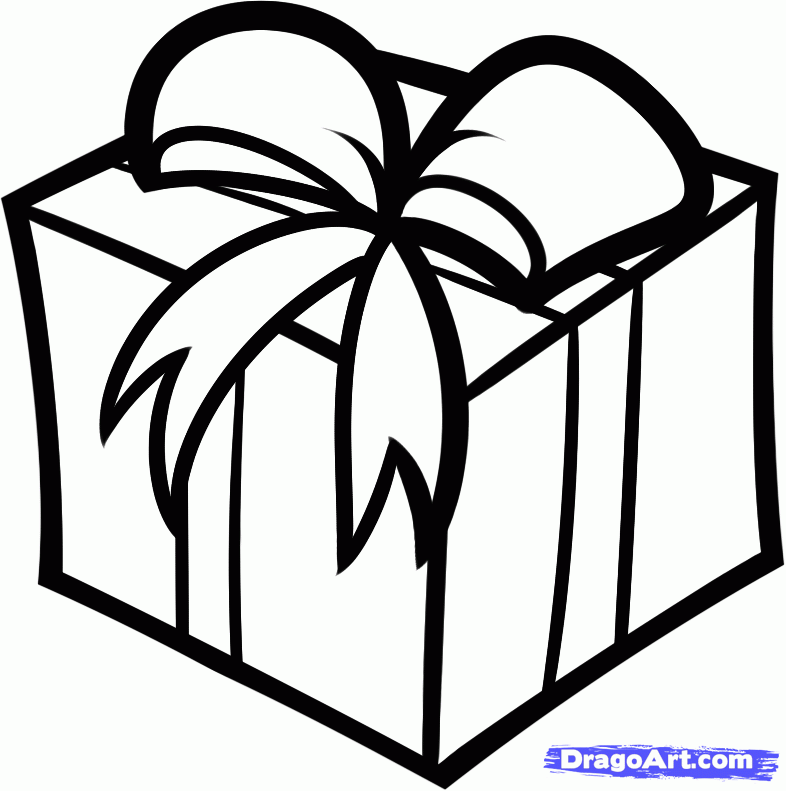 786x791 Step How To Draw A Christmas Gift
