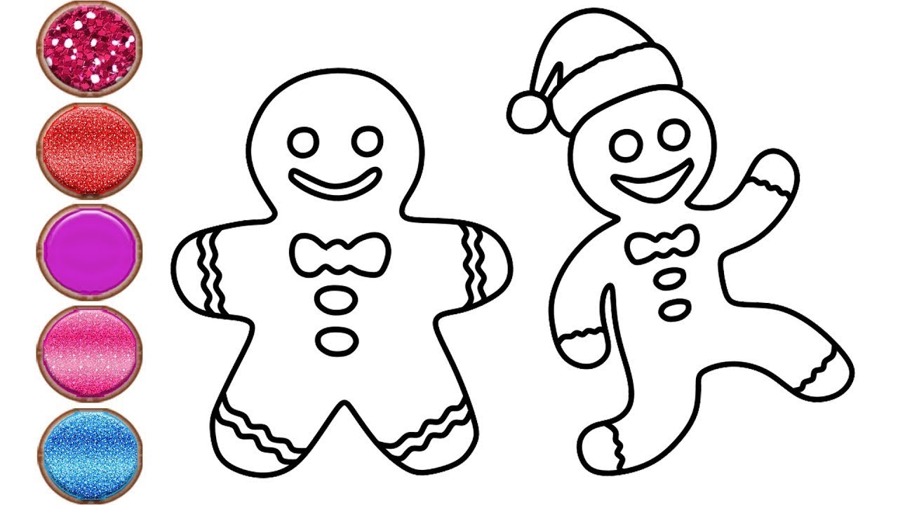 1280x720 Gingerbread Man Drawing And Coloring Christmas Funny Toy Art
