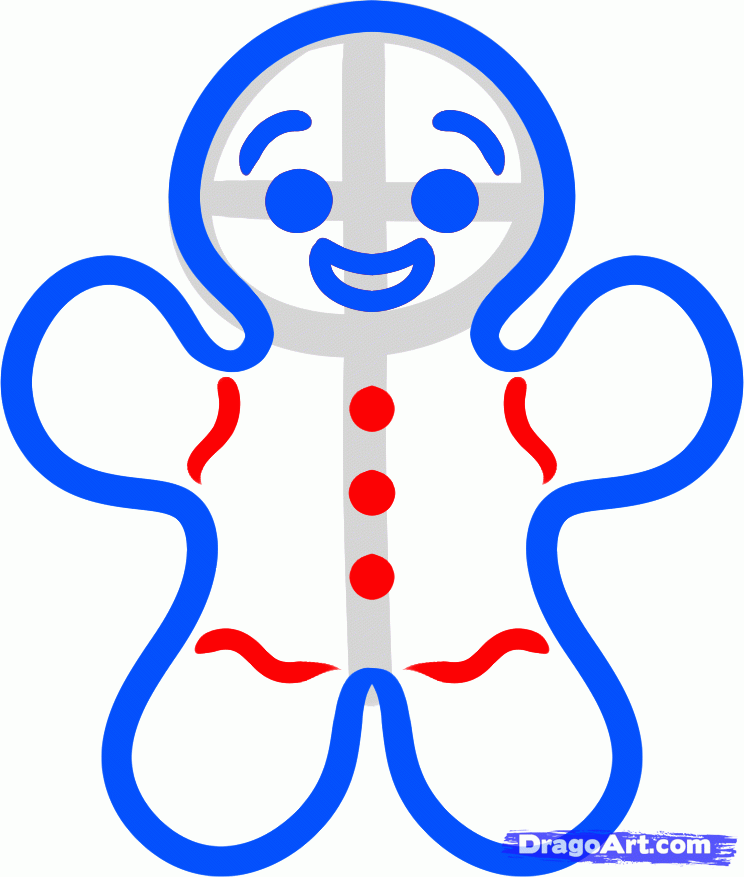 744x877 Draw A Christmas Gingerbread Man, Step