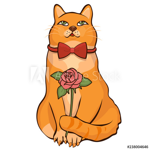 500x500 March Cat Hand Drawing, Cartoon Character, Vector Illustration
