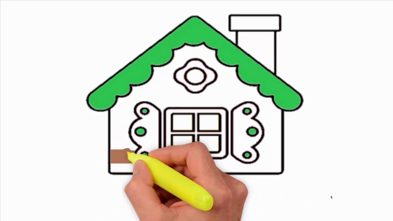 1280x720 Coloring Pages How To Draw A Gingerbread House Step