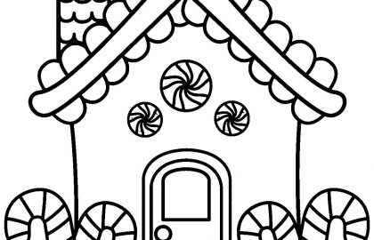 420x270 Gingerbread House Coloring Pages Holiday Coloring Pages Easy House