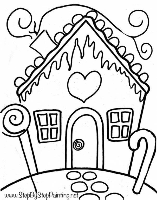 604x768 How To Paint A Gingerbread House Drawings Step