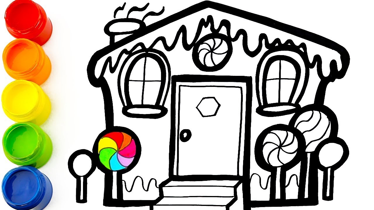 1280x720 How To Draw A Gingerbread House Drawing And Coloring Learn