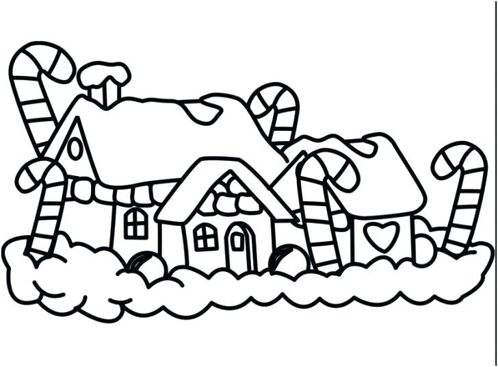 728x536 Christmas Gingerbread House Coloring Pages