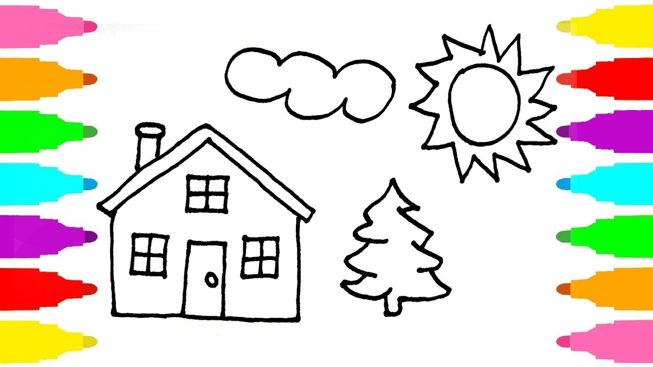 1280x720 Coloring House How To Draw House Coloring Pages