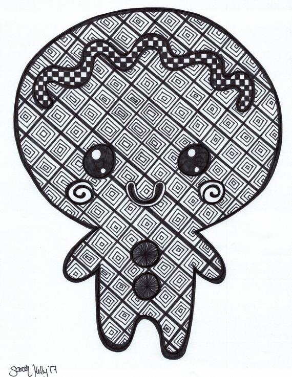 570x737 Gingerbread Man Drawing Etsy