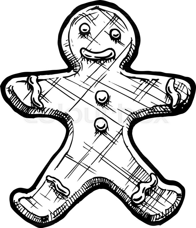 688x800 Gingerbread Man Hand Drawn Stock Vector Colourbox