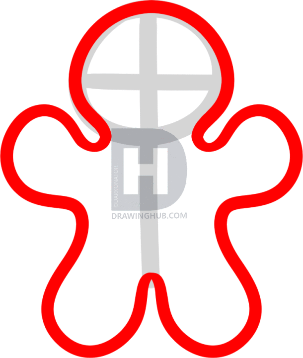 610x720 How To Draw A Christmas Gingerbread Man, Step