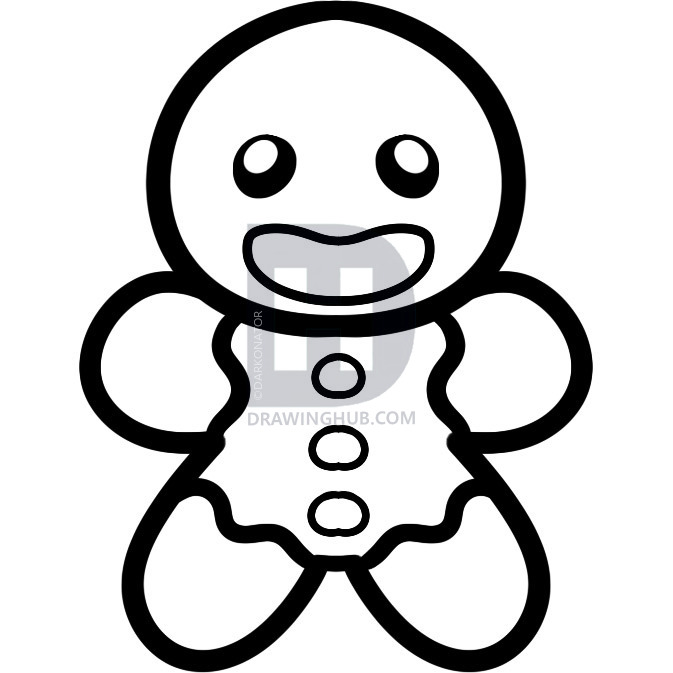 673x673 How To Draw A Gingerbread Man For Kids, Step