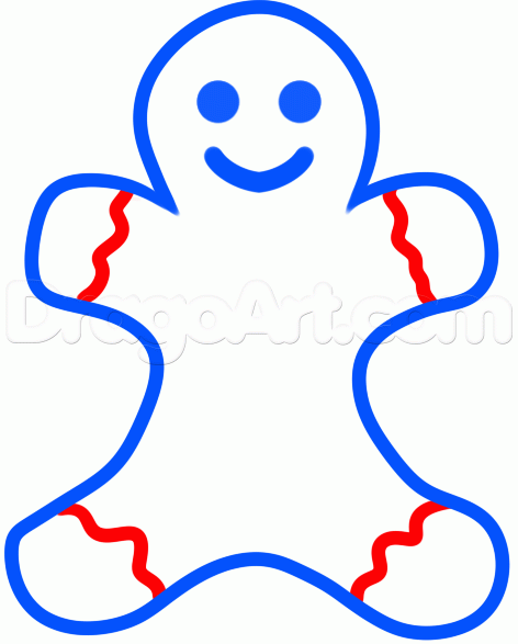 472x587 How To Draw A Gingerbread Man Easy, Step
