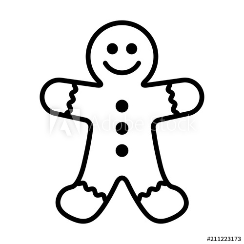 500x500 Gingerbread Man Holiday Biscuit Or Cookie Line Art Vector Icon