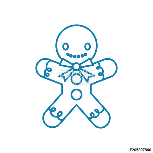 500x500 Gingerbread Man Line Icon, Vector Illustration Gingerbread Man