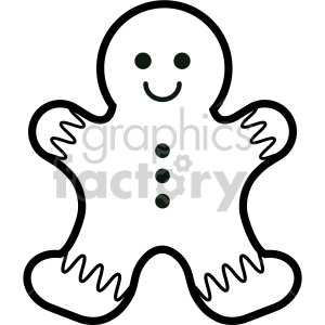 300x300 Black And White Gingerbread Man Cookie Clipart Clipart Royalty