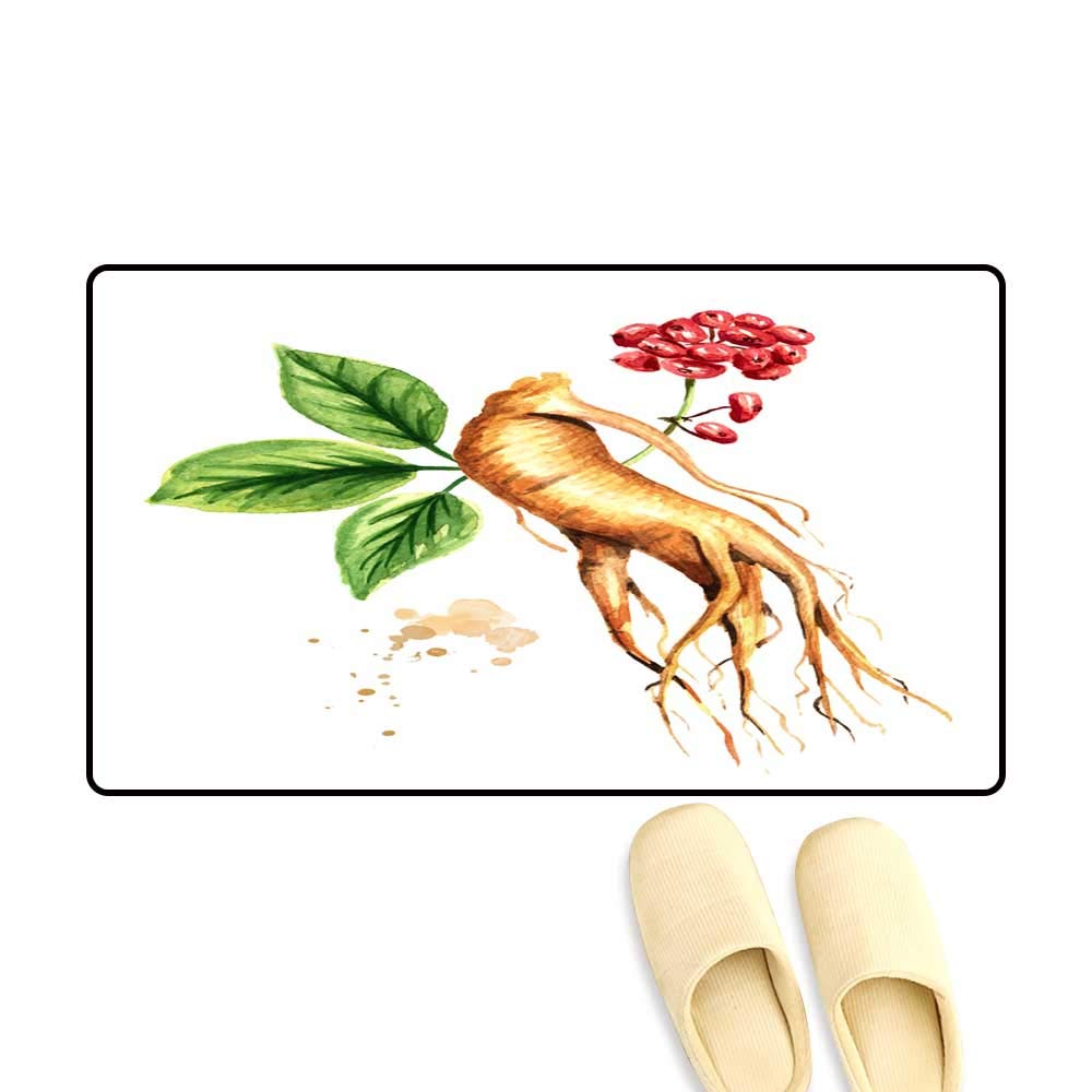1000x1000 Floor Mat Pattern Organic Fresh Ginseng Root An Green Leaf An Re