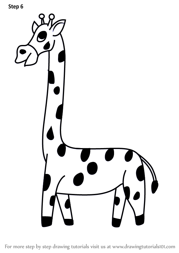 598x844 Learn How To Draw A Cartoon Giraffe