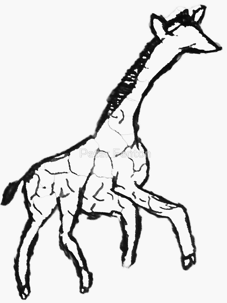 750x1000 Minimalist Giraffe Ink Drawing Sticker
