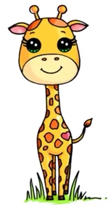 374x699 Giraffe Cartoon Kawaii Drawings, Giraffe Drawing, Cute Drawings