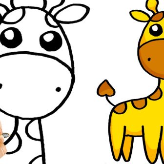 336x336 Cute Little Giraffe Drawing Line Step Pictures Cartoon Face