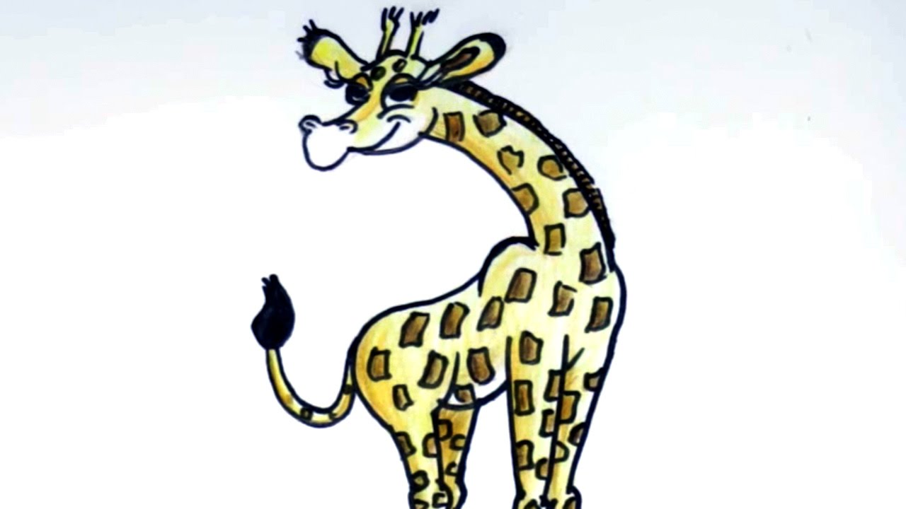 1280x720 How To Draw And Color A Cartoon Giraffe