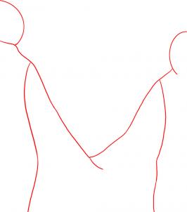 266x302 How To Draw People Holding Hands, Step