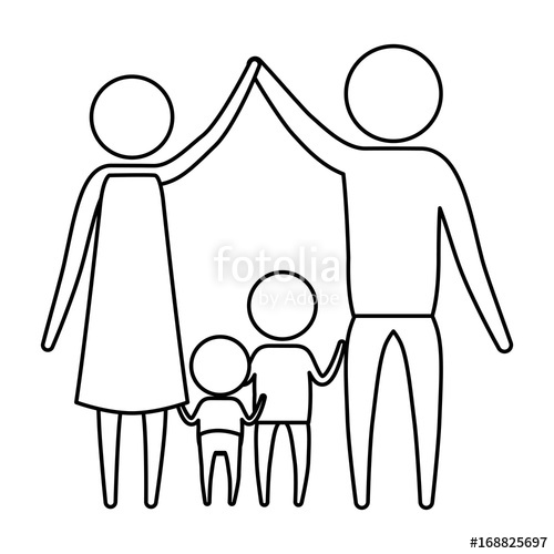 500x500 Sketch Silhouette Of Pictogram Parents Holding Hands Up And Baby