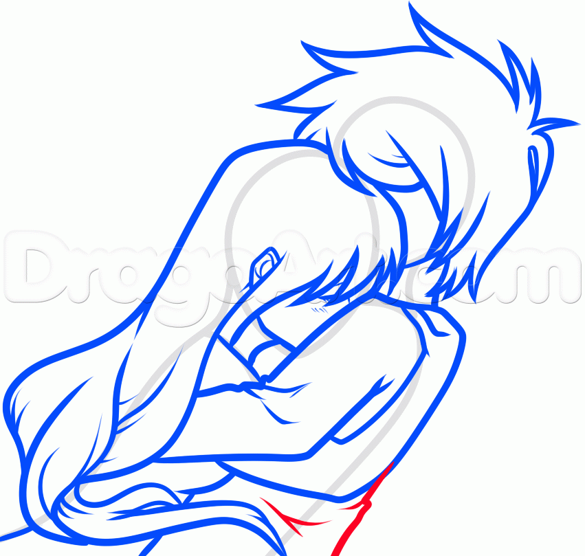 851x809 How To Draw An Anime Hug, Step