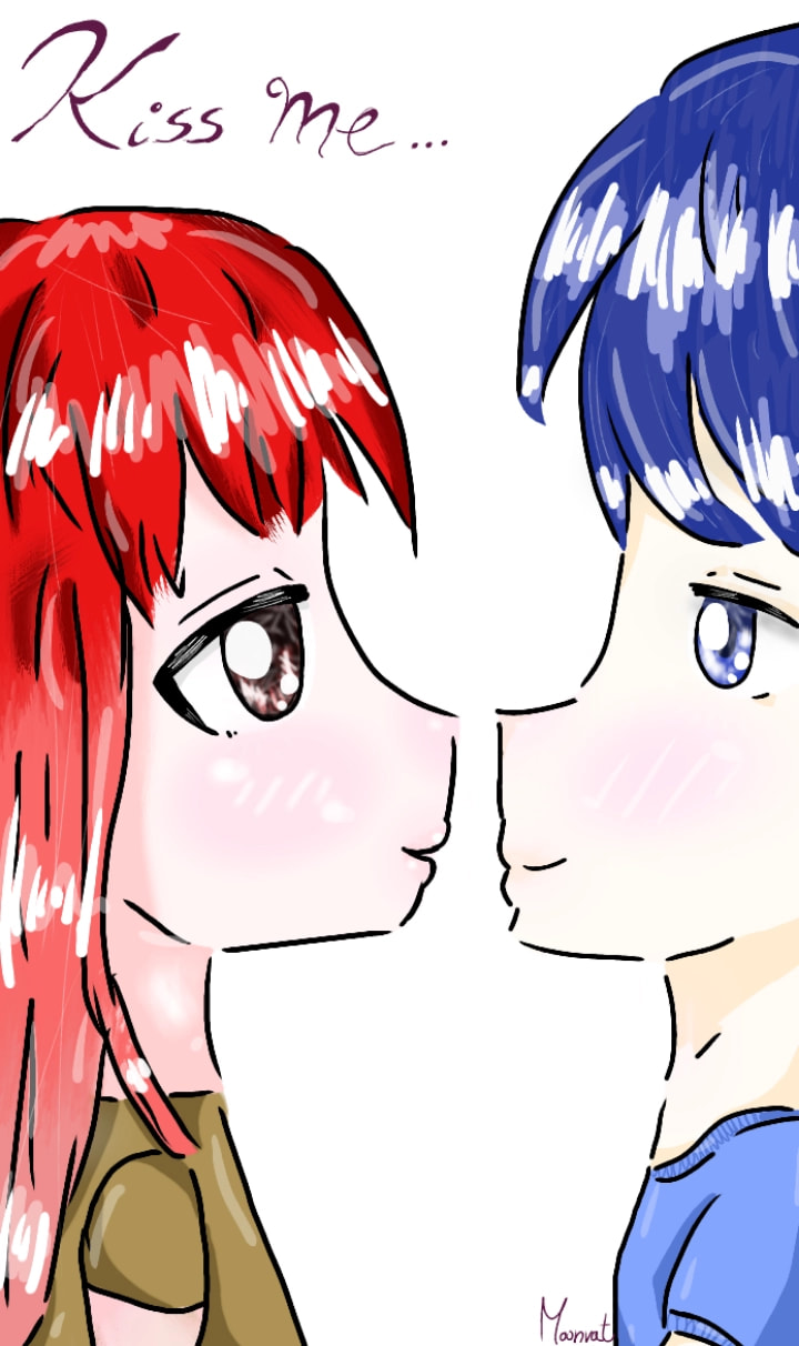 720x1212 Kiss Anime Animelove Cute Girl Boy Fire Water Follo