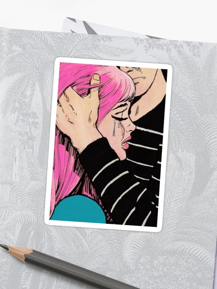 750x1000 Pink Hair Don't Care Crying Girl, Crying Girl And Guy Retro, Pink