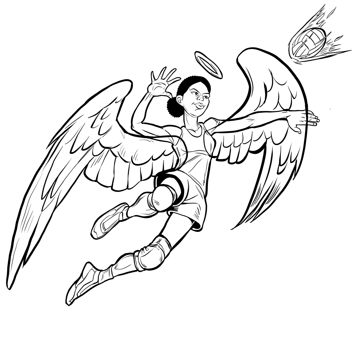 1200x1164 girl angel spiking volleyball vector cartoon on pantone canvas gallery