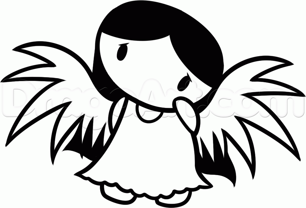 977x663 How To Draw An Emo Angel Girl, Step
