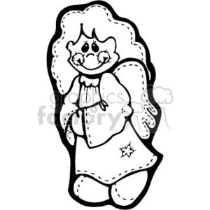 300x300 Black And White Cute Little Angel Girl Clipart Royalty Free