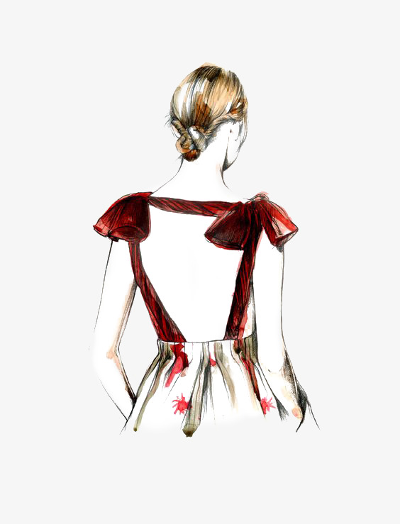 564x739 Drawing Back, Back, Girl, Dresses Png Image And Clipart For Free