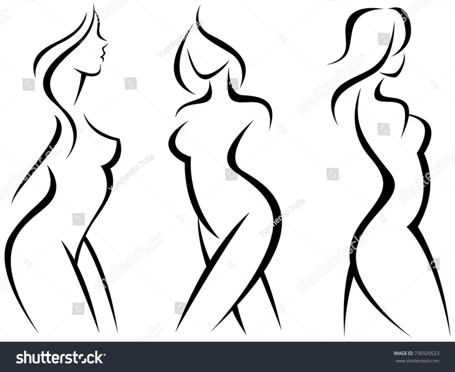 1500x1227 Set Of Stylized Silhouettes Woman Bodystock Vector Illustration