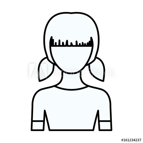 500x500 sketch silhouette of faceless half body girl with pigtails