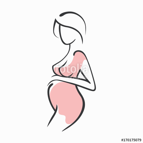 500x500 Drawing Linear Beautiful Pregnant Girl In Pink Clothes Birth