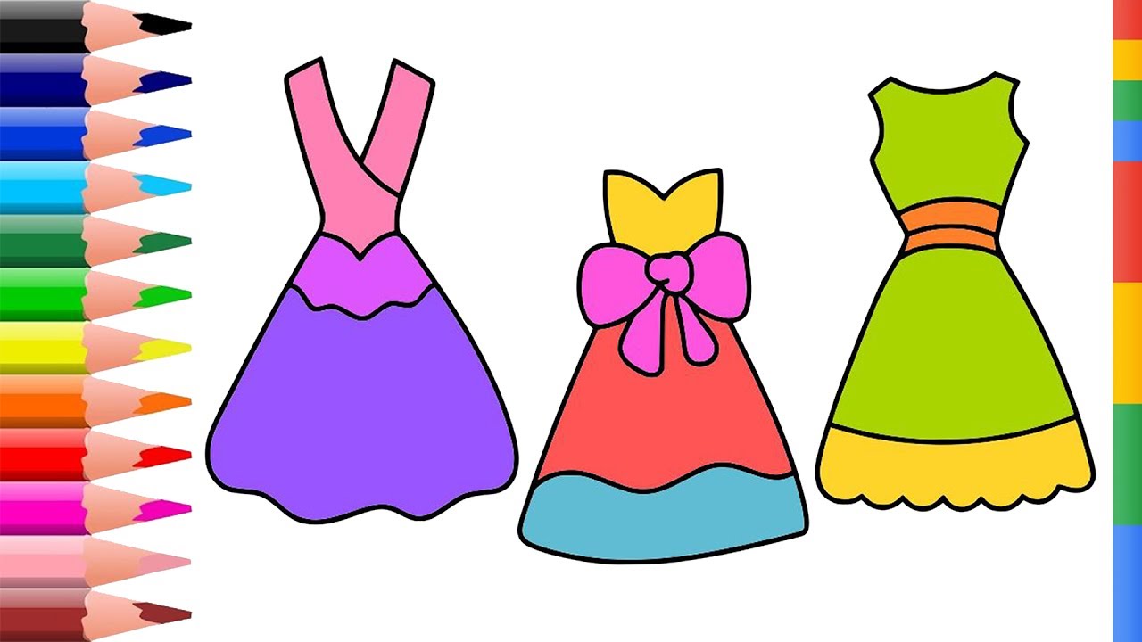 1280x720 Dress Coloring Pages For Girl How To Draw Dress, Clothes