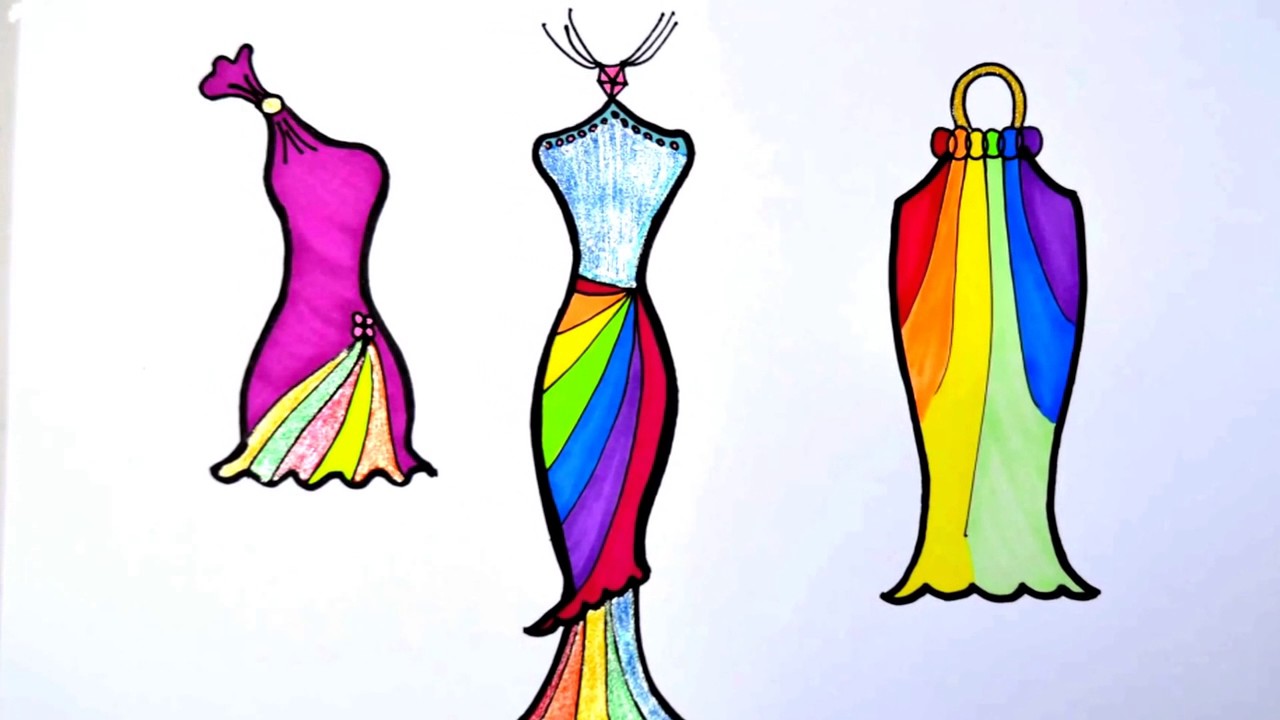 1280x720 Learn Art L How To Draw And Color Girls Clothes L Pretty Dresses
